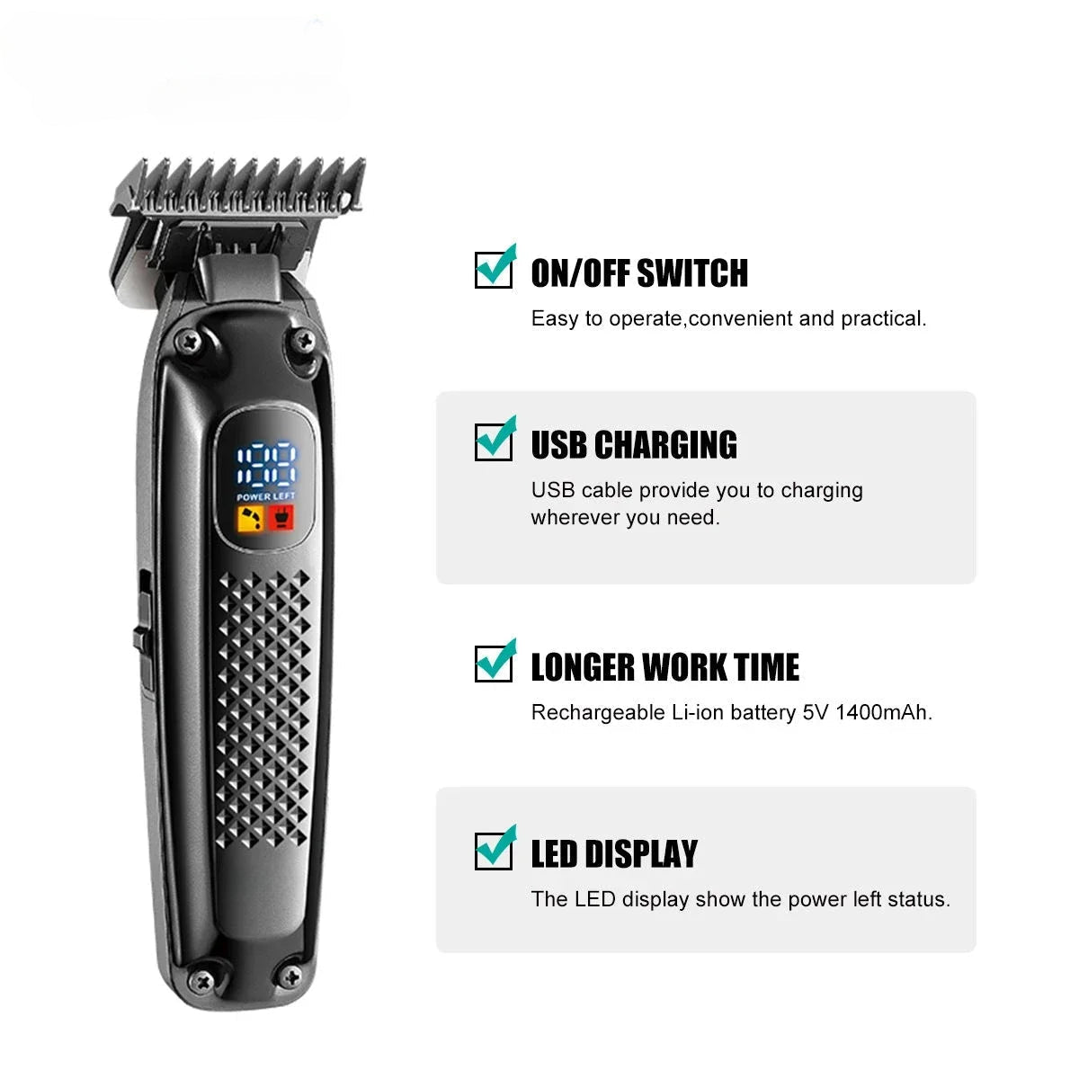 Hair Cutting Machine Professional Hair Trimmer Rechargeable Haircut Machine Hair Clipper Cordless Trimmer for Men