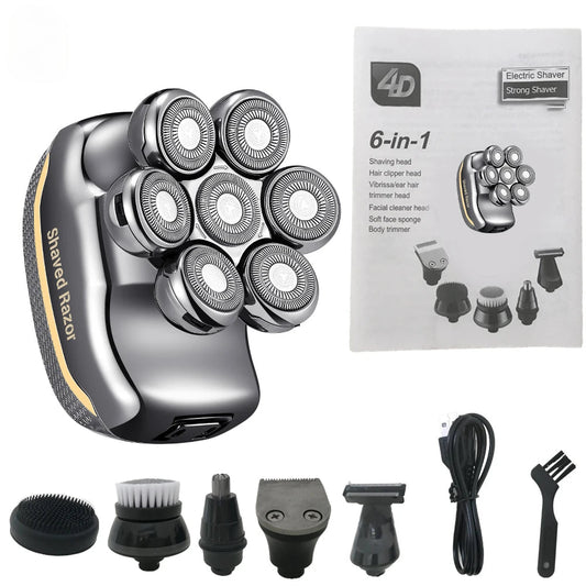7-Blade Electric Shaver For Men Hair Trimmer Beard Razor Rechargeable Body Bald Shaving Machine
