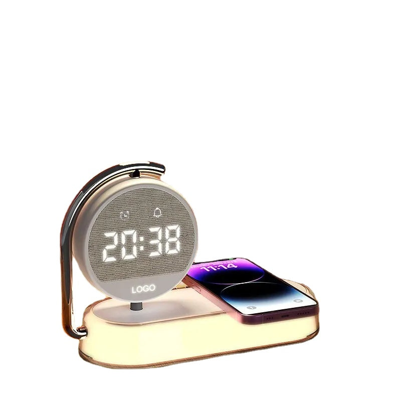 Multifunction Wireless Charger Pad Stand Clock LED Desk Table Lamp Night Light 15W Fast Charging Station Dock for iPhone Samsung