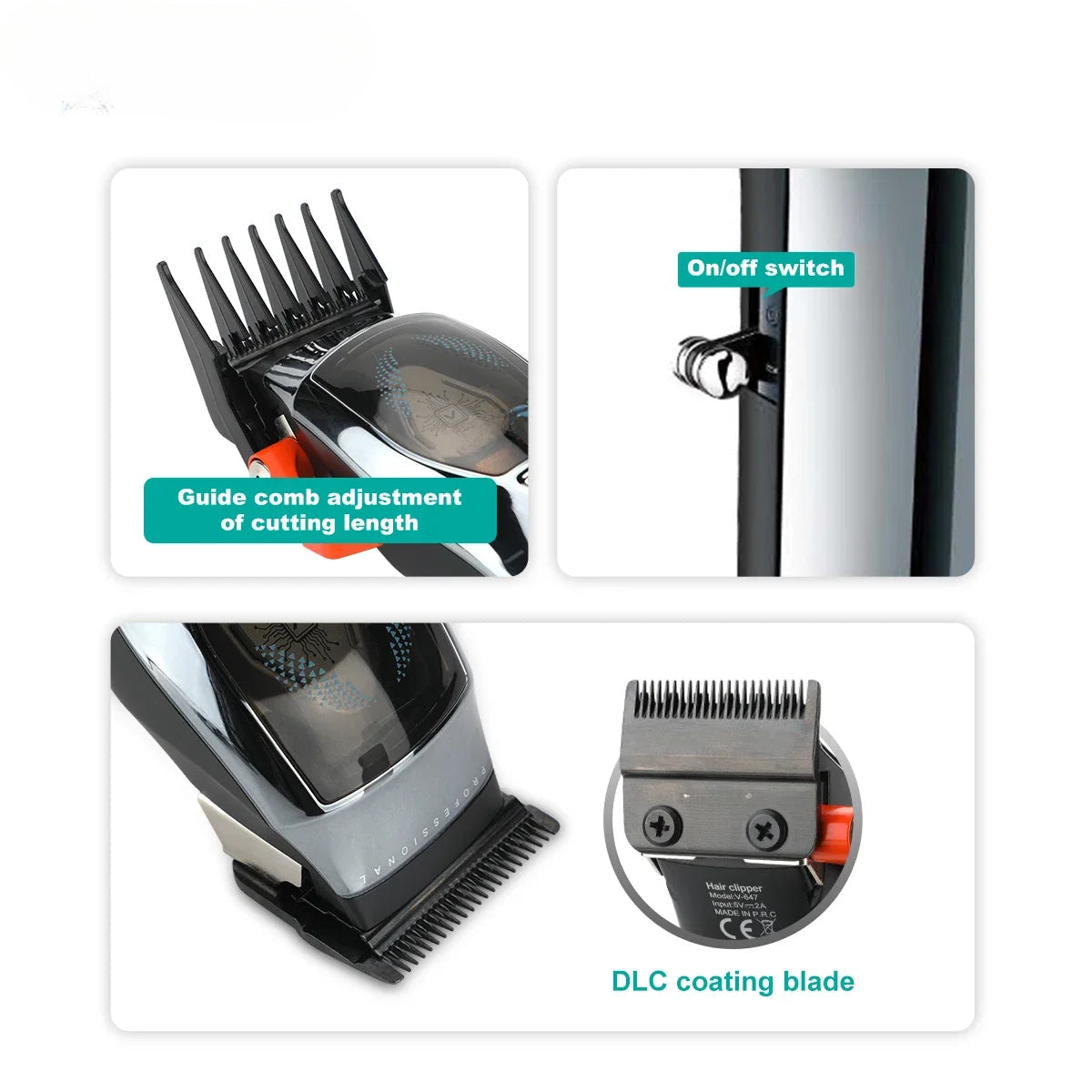 Hair Trimmer Cordless Hair Cutting Machine Electric Hair Clipper Adjustable Haircut Machine 9000 RPM Trimmer for Men