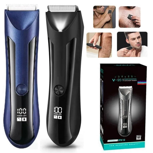 Waterproof Groin Body Pubic Beard Hair Trimmer for Men&Women Electric Ball Shaver & Body Groomer Rechargeable Ceramic Blade