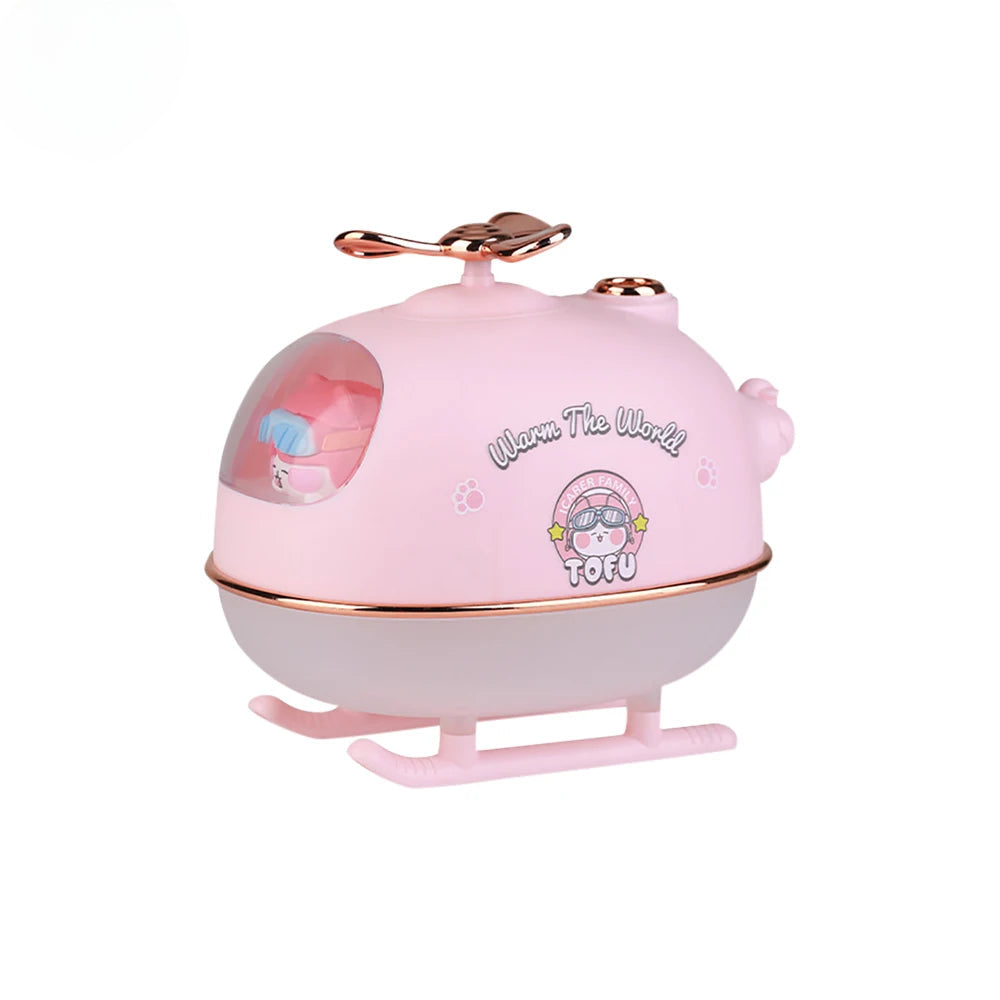 300ml Cute Cartoon Helicopter Aroma Air Humidifier USB Electric Essential Oil Diffuser with Warm Night Light for Car Office Home
