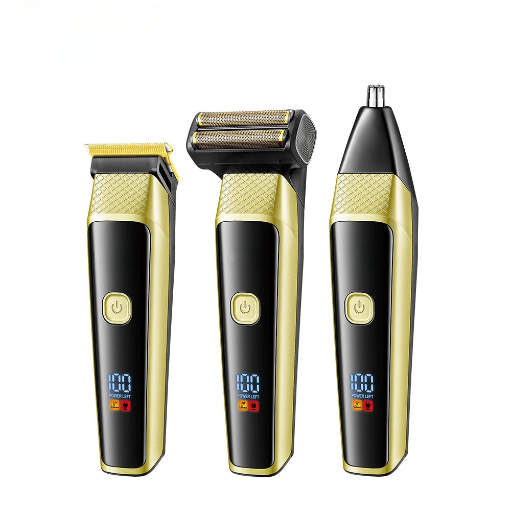 Electric 3 in 1 Hair Clipper Barber Shaver Men Rechargeable Dual Knife Net Two Speed multifunction LED Display