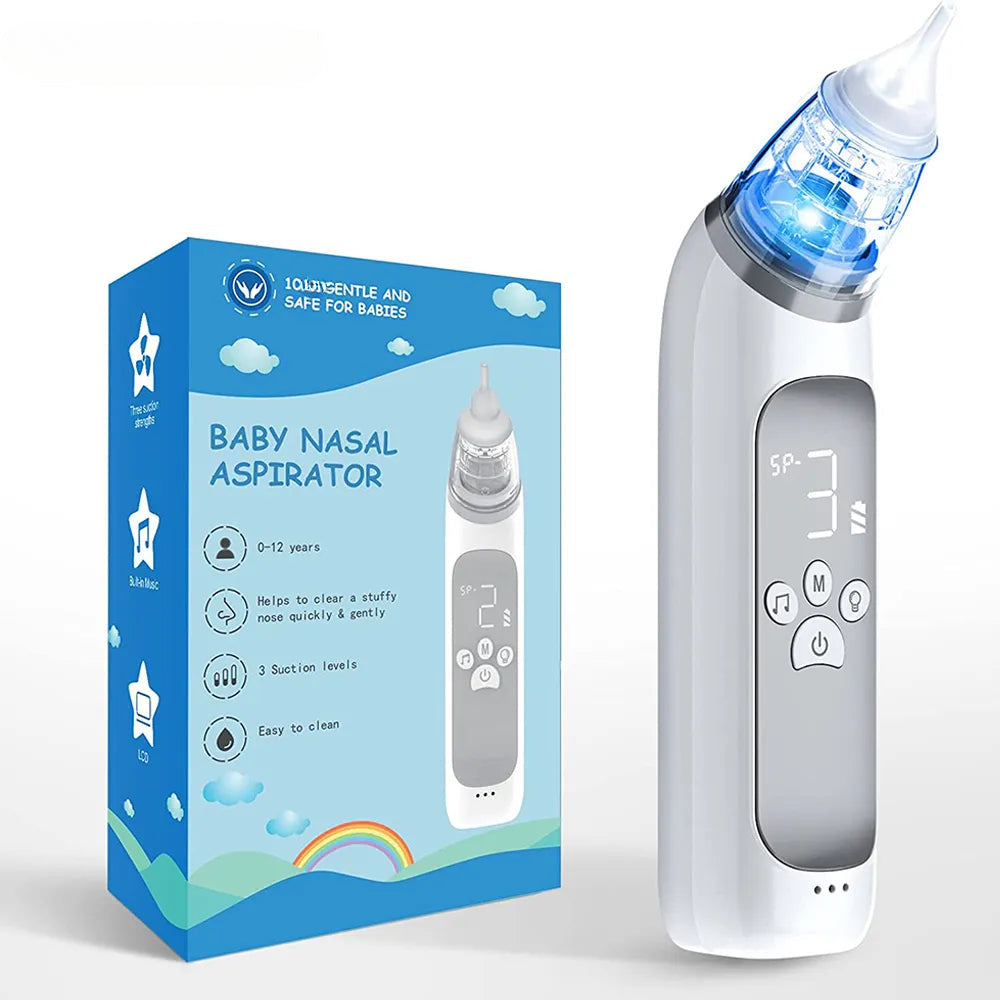 Electric Nasal Aspirator Nose Suction Device with Food Grade Silicond Mouthpiece 3 Suction Modes and Soothing Music