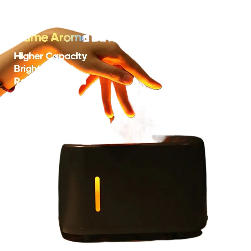 Simulated Flame Diffuser Humidifier 240ml Colorful Light Cool Mist Fogger with Waterless Auto-Off Protection for Home Room