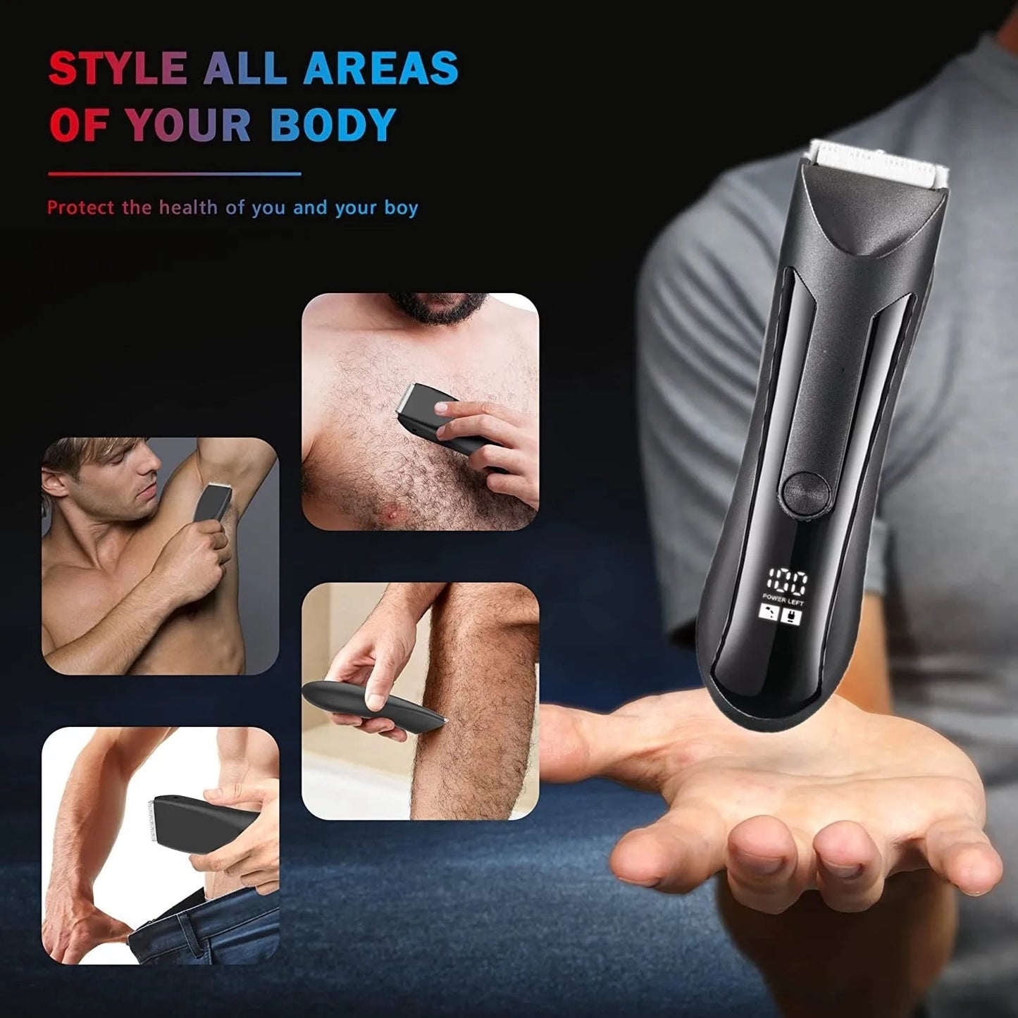 Waterproof Groin Body Pubic Beard Hair Trimmer for Men&Women Electric Ball Shaver & Body Groomer Rechargeable Ceramic Blade