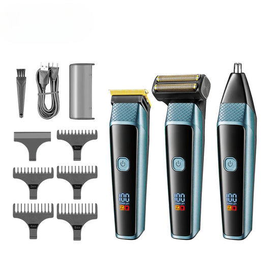 Electric 3 in 1 Hair Clipper Barber Shaver Men Rechargeable Dual Knife Net Two Speed multifunction LED Display