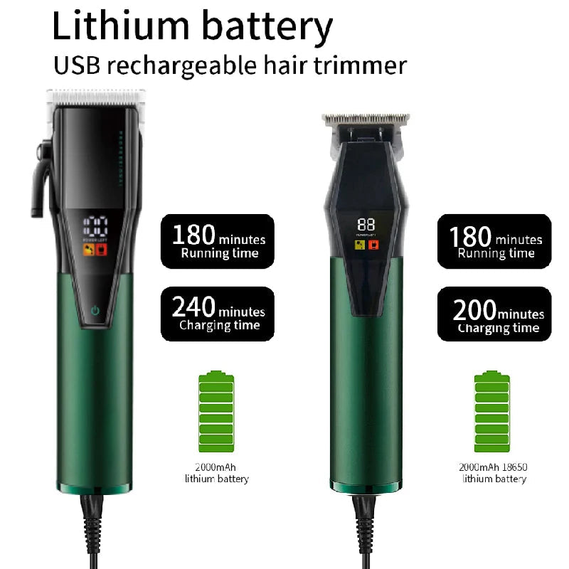 Professional Combo Kits Hair Clipper Electric Hair Trimmer For Men Rechargeable Cordless Haircut Machine Lithium Ion