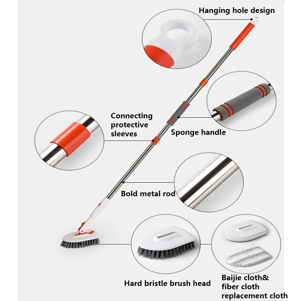 Multifunction Household Cleaning Brush Extended Mop 180° Rotatable Adjustable Floor Bathroom Toilet Cleaning Ceiling Dusting