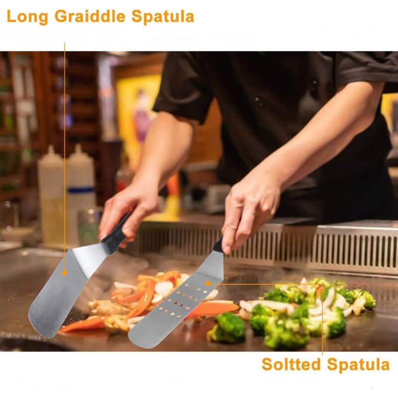 Portable Barbecue Tool Set with Storage Bags Complete Grill Utensils Kit Metal Spatulas Scraper Egg Rings for Friends