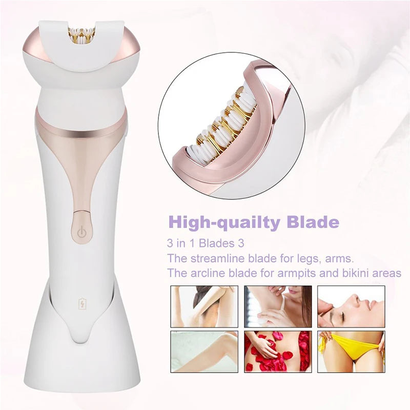 4 IN 1 Painless Epilator Depilator For Lady Full Body Electric Hair Removal Shaver Foot File Callus Remover