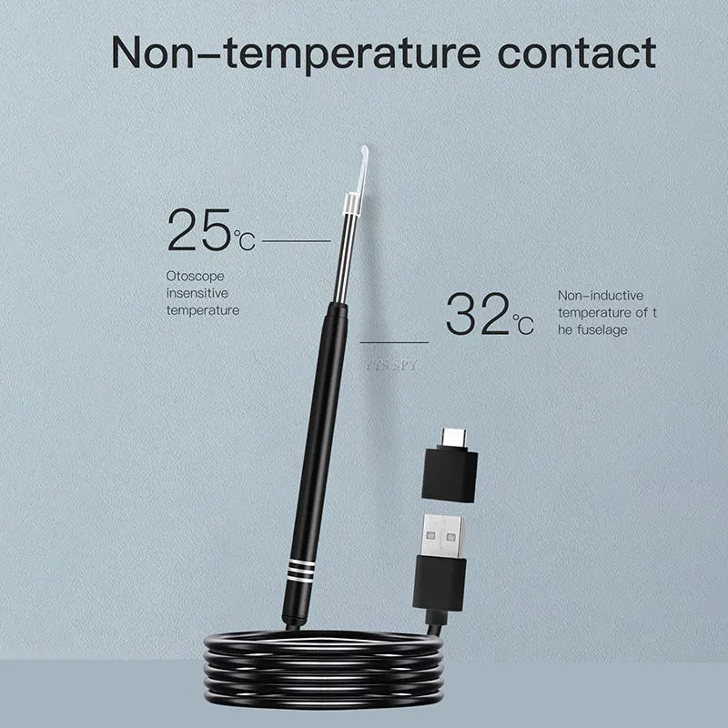 3 In 1 3.9mm Ear Spoon Visual Endoscope Mini Camera HD Video Photographic Lumious Nose USB Otoscope for Android OTG UVC Phone