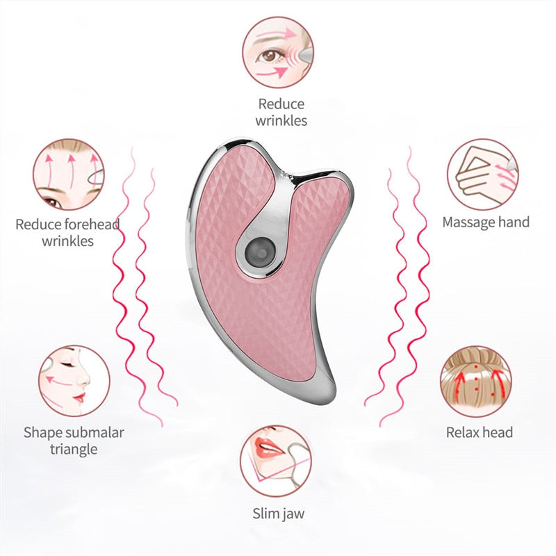 Electric Face Scraping Massage Wrinkle Removal Face Neck Body Guasha Slimming Lifting Massager Vibration Heating Beauty Device