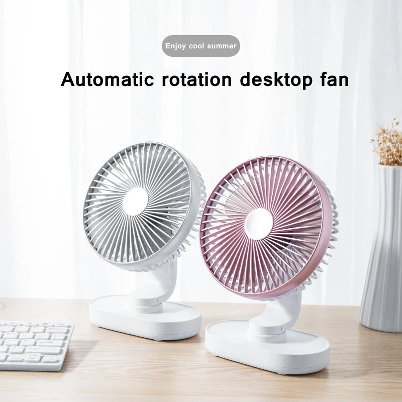 4000mAh Rechargeable Air Cooling Ventilator Electric USB Auto Rotation Desktop Fan 4 Speed Wind Silent Portable for Home Office