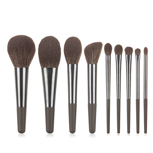Long Brushed Aluminum Tube 9pcs Makeup Brushes Set Professional Cosmetic Eyeshadow Loose Powder Blush Smudge