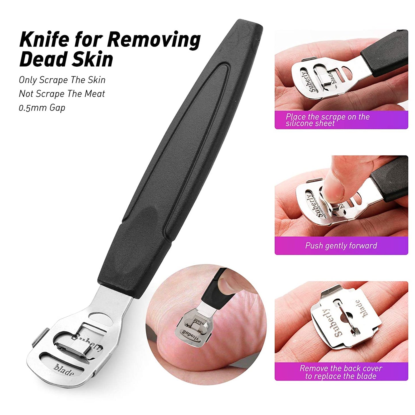 20 in 1 Professional Pedicure Tools Set, Foot Care Scrubber Pedicure Kit Stainless Steel Foot Rasp Foot Dead Skin Remover Callus