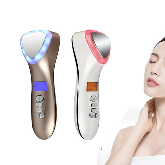 LED Face Massager Hot Cold Hammer USB Ultrasonic Light Photon Facial Lifting Wrinkle Remover Spa Ion Beauty Device