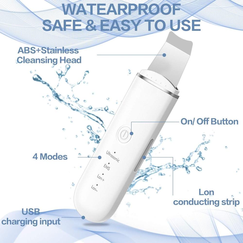 New Ultrasonic Ion Face Cleansing Skin Scrubber Peeling Shovel EMS Facial Pore Cleaner Nu Face Skin Lift Machine Galvanic Spa