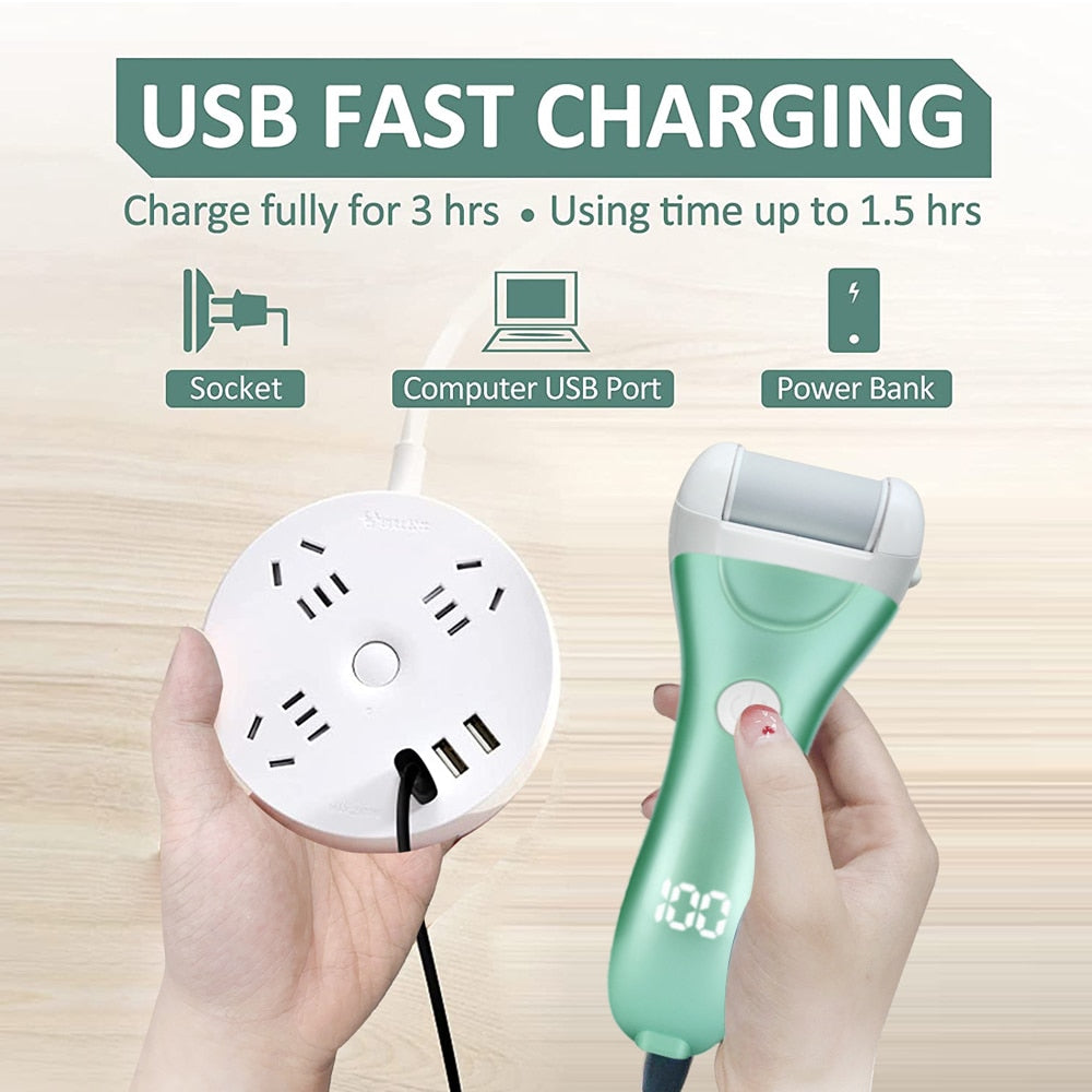Charged Electric Foot File for Heels Grinding Pedicure Tools Professional Foot Care Tool Dead Hard Skin Callus Remover Effective