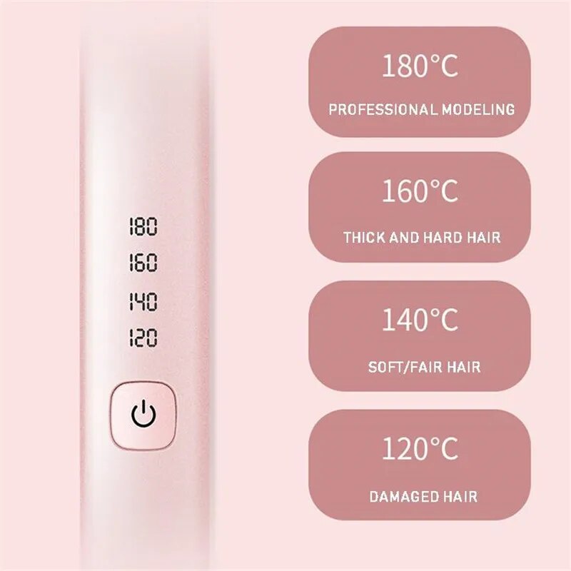 USB Rechargeable Portable Mini Wireless Curling Iron Dual-Purpose Four-Speed Temperature Regulating Hair Straightener