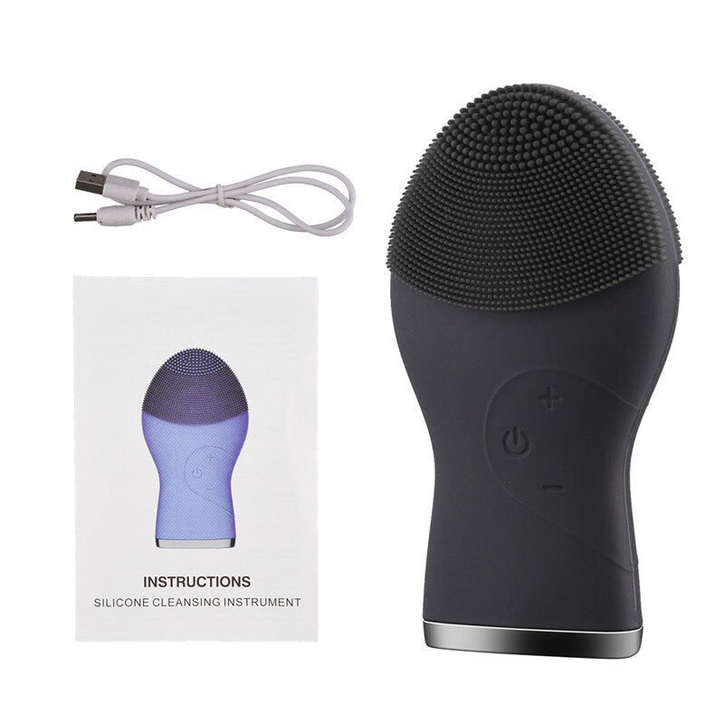 Electric Facial Cleansing Brush For Men USB Rechargeable Sonic Face Cleanser Massager Waterproof Face Skin Care Tools (Black)