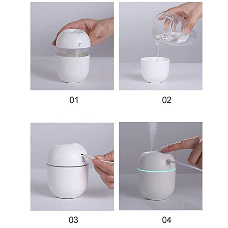 220ML Ultrasonic Mini Air Humidifier Aroma Essential Oil Diffuser USB Rechargeable Mist Maker Purifier LED Night Light Car Home