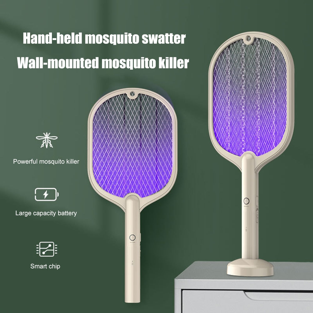 2 In 1 Electric Insect Racket Swatter USB Rechargeable Led Light Handheld Mosquito Killer For Smart Home