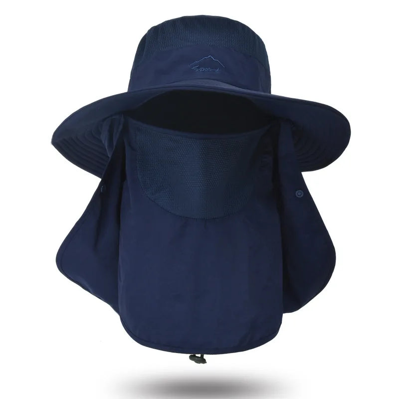 Summer Quick-drying Men Women Hat Outdoor Face Mask Wide Brim Bucket Hat Sun Protection Cap for Fishing Hunting