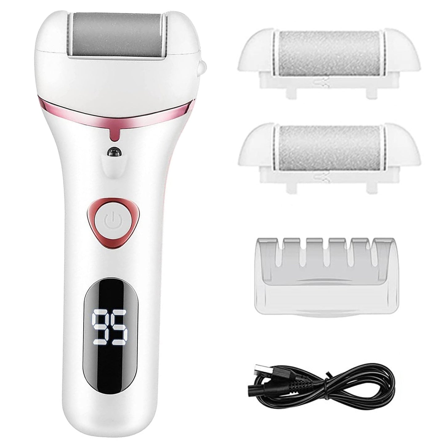 Electric Foot File Rechargeable Waterproof Hard Skin Remover Foot with 3 Rollers Foot Files for Hard Skin and Dead Skin