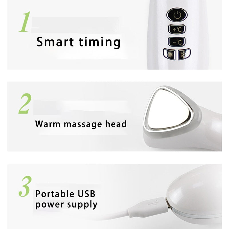 LED Face Massager Hot Cold Hammer USB Ultrasonic Light Photon Facial Lifting Wrinkle Remover Spa Ion Beauty Device