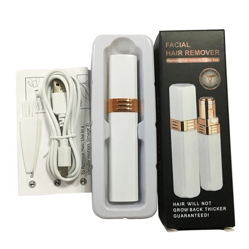 1 Set USB Mini Lipstick Hair Removal Device Detachable Brade Head Electric Shaver Epilator Portable Travel Body Hair Remover