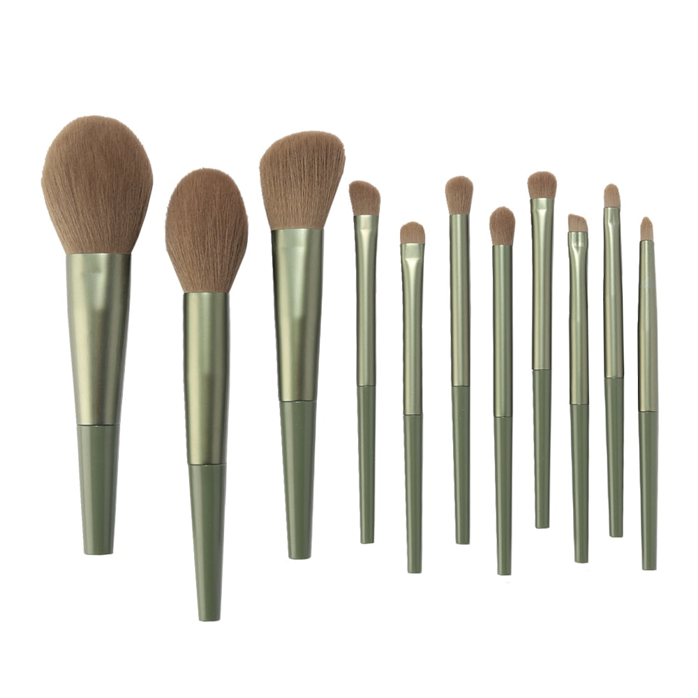 11pcs Makeup Brushes Sets Tools Cosmetic Powder Contour Blush Lip Eyeshadow Concealer Facial Foundation Brush Kit