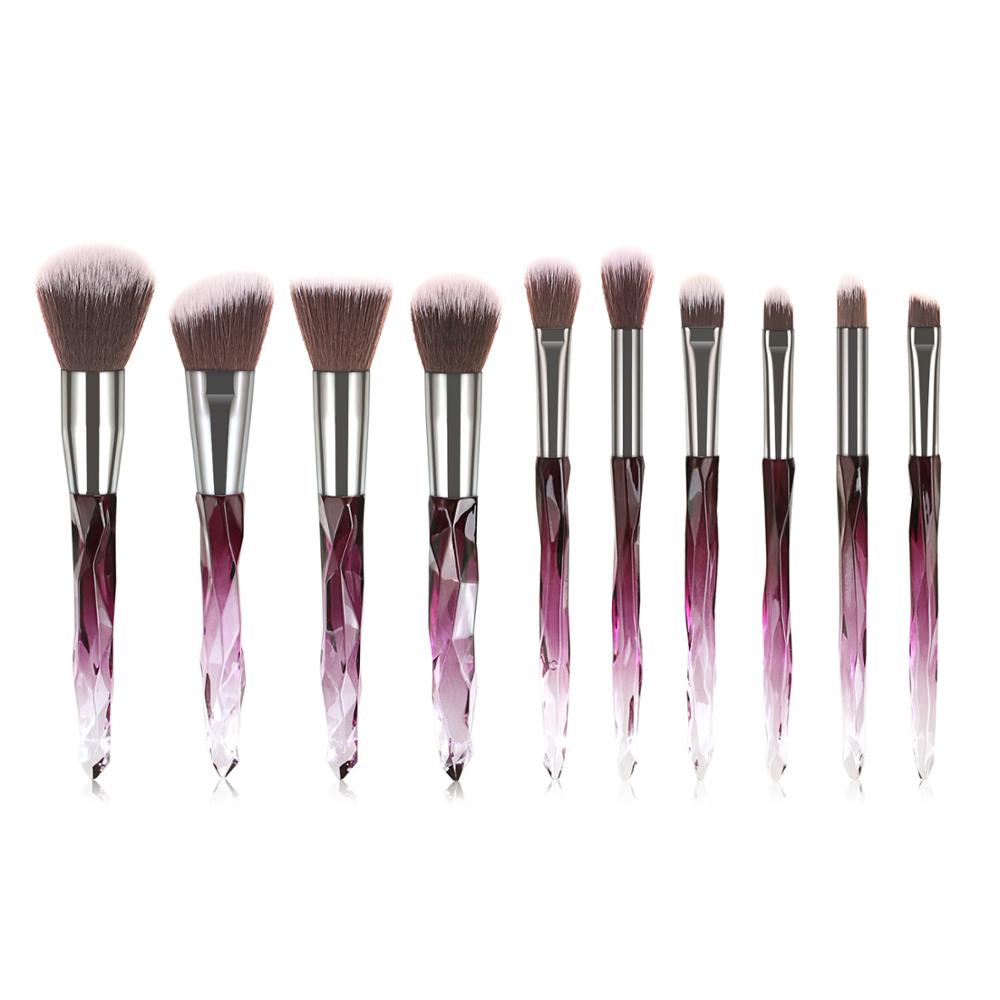 10pcs Transparent Crystal Diamond Makeup Brushes Set Colorful Diamond Blush Foundation Eyeshadow Brush Beauty Tool Kit