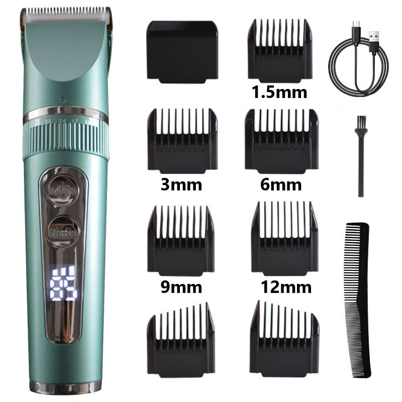 Full Body Washable Electric Hair Clipper Ceramic Professional Fine Adjustable Hair Trimmer Low Noise Hair Cutting Machine Razor