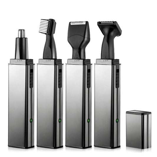 Rechargeable 4in1 Nose Ear Hair Trimmer For Men Electric Beard Stubble Eyebrow Trimmer For Nose Ear Groomer Kit
