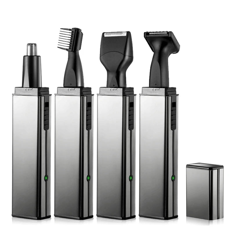 Rechargeable 4in1 Nose Ear Hair Trimmer For Men Electric Beard Stubble Eyebrow Trimmer For Nose Ear Groomer Kit