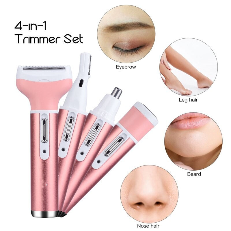 4 In 1 Epilator Female Eyebrow Trimmer Women Shaver Hair Removal Razor Face Depilador Lady Bikini Depilatory Shaving Machine (4 in 1 Kit)
