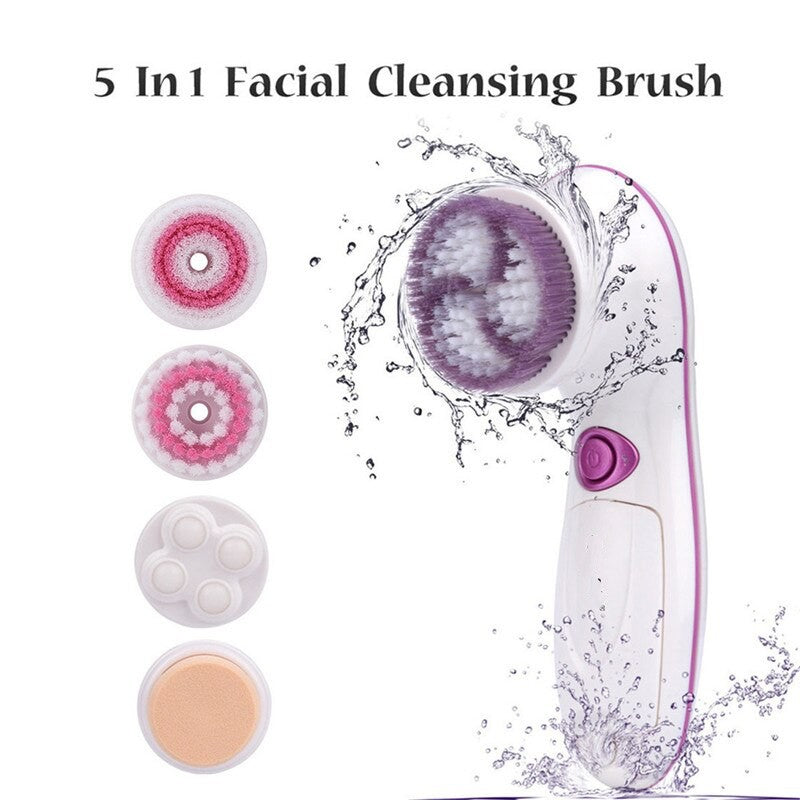 5 In 1 Electric Facial Cleansing Brush Face Massager Pore Drit Deep Cleaning Exfoliating Blackhead Remover Portable Cleaner