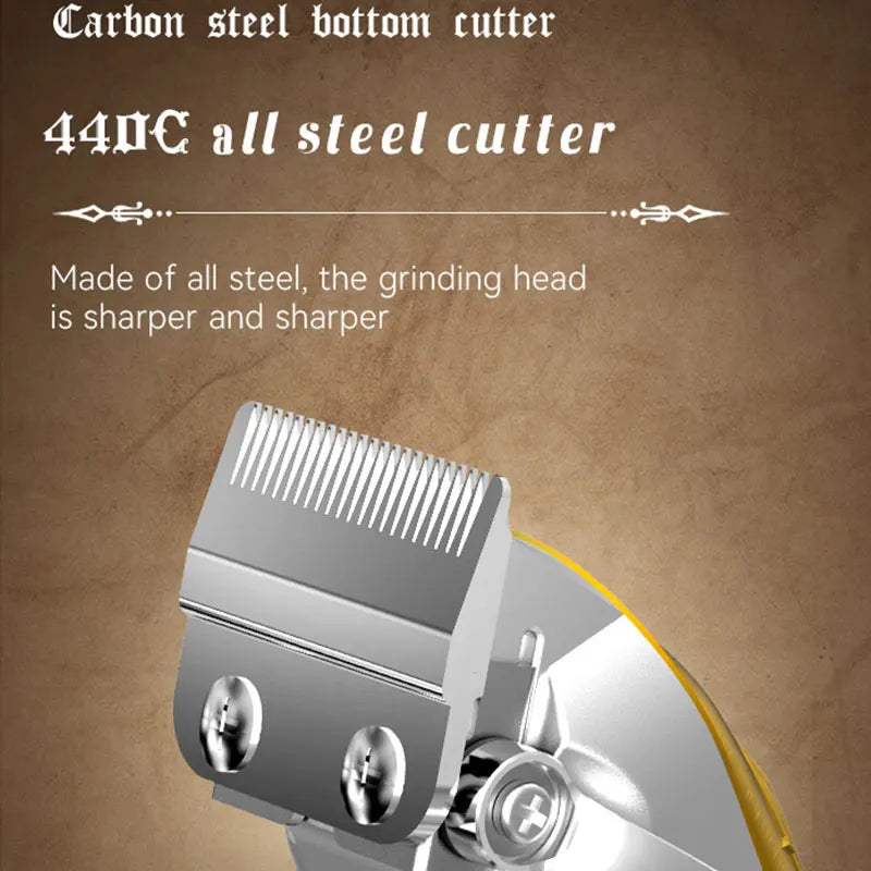 Professional Adjustable Full Metal Hair Clipper for Men Electric Beard Hair Trimmer Cordless Hair Cutter Machine Rechargeable