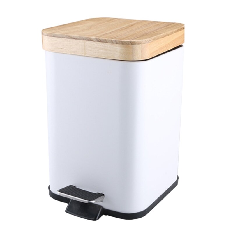 Double Layer Step Trash Can Garbage Rubbish Bin with Bamboo Lid Waste Container Organizer Bathroom Kitchen Office Decoration