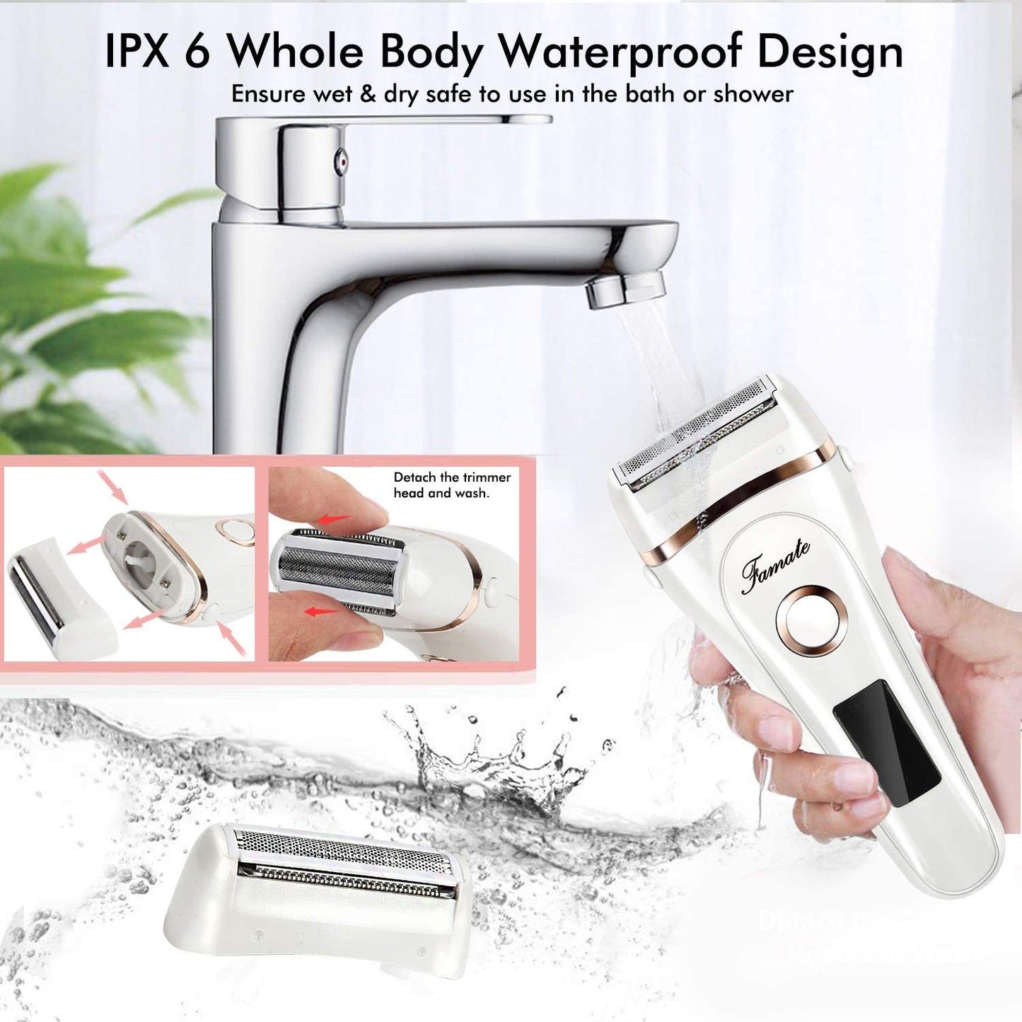 Electric Razors for Women Ladies Electric Shaver for Legs and Underarms Cordless Rechargeable Body Hair Remover with LED Display