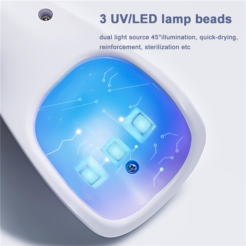 2 In 1 Mini Nail Eyelash Dryer 3 UV LED Lamp Timer Auto Sensor For Drying Gel Polish Rechargeable Quick-drying Nail Art Lamp