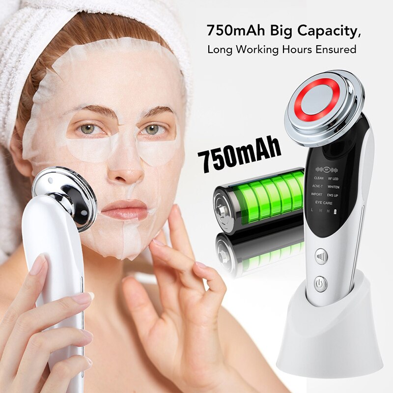 7 In 1 RF Face Massager Skin Rejuvenation Facial Lifting LED Wrinkle Remover Beauty Vibration Device