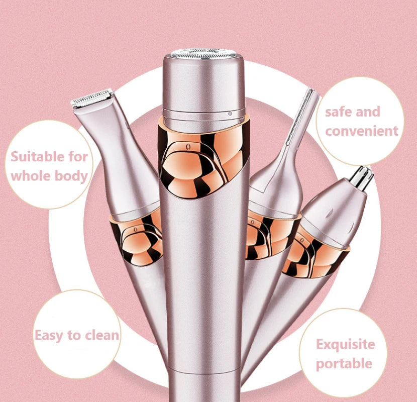 4 In 1 Women Face Facial Body Hair Removal Lady Shaver Epilator Female Shaving Electric Trimmer Razor For Eyebrow Nose
