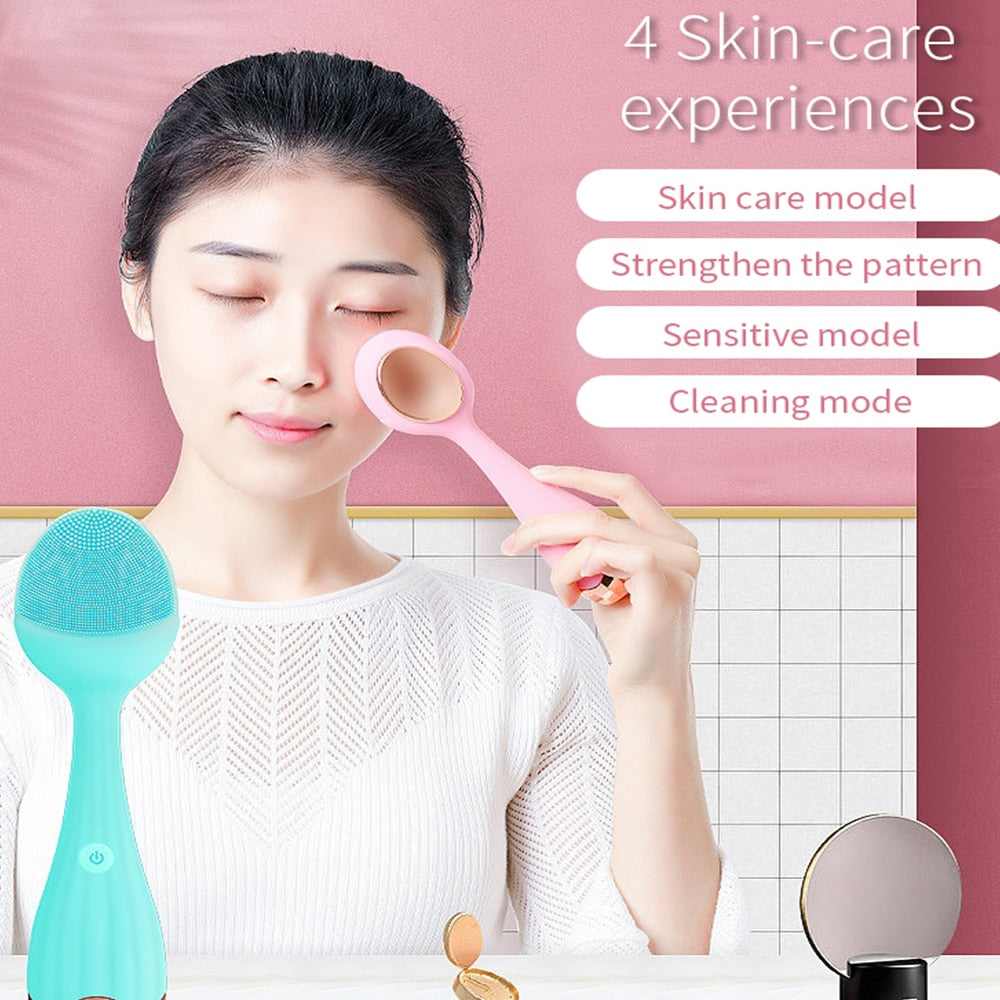 Facial Cleansing Brush Electric Sonic Face Brush For Makeup Removal,Blackhead Remove,Essence Absorption Face Massager