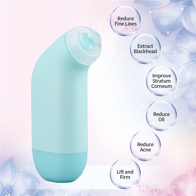 Electric Blackhead Remover Face Cleaner T Zone Pore Acne Pimple Removal Vacuum Suction Facial Diamond Cleaning Skin Care Tools (Blue)