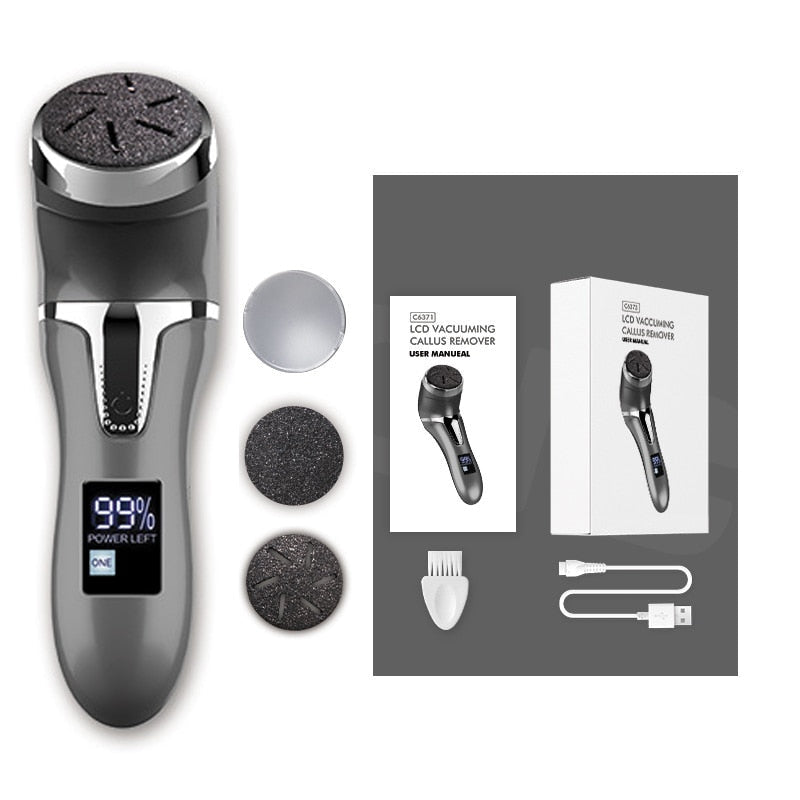 Electric Pedicure Foot Grinder File Callus Remover USB Rechargeable Heels Dead Skin Removal Vacuum Cleaner with LED display