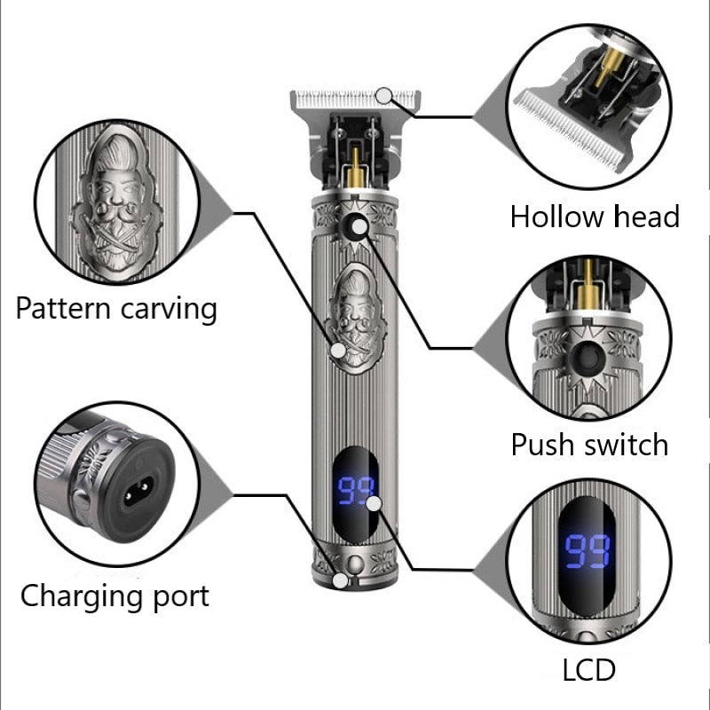Barber Shop Oil Head 0mm Electric Hair Trimmer Professional Haircut Shaver Carving Hair Beard Machine Styling Tool