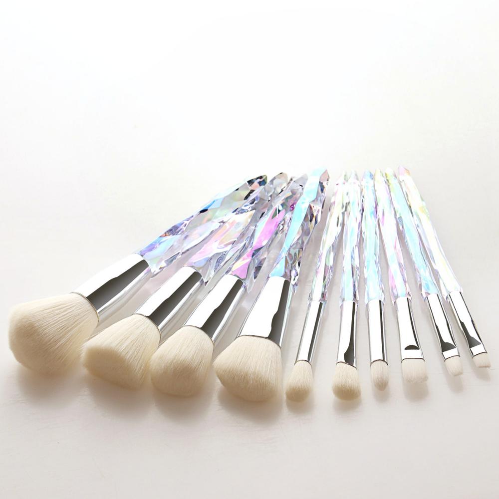 10pcs Transparent Crystal Diamond Makeup Brushes Set Colorful Diamond Blush Foundation Eyeshadow Brush Beauty Tool Kit