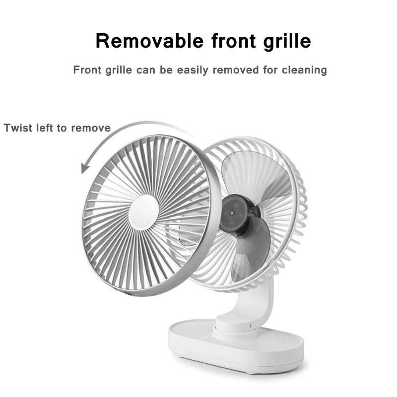 4000mAh Rechargeable Air Cooling Ventilator Electric USB Auto Rotation Desktop Fan 4 Speed Wind Silent Portable for Home Office